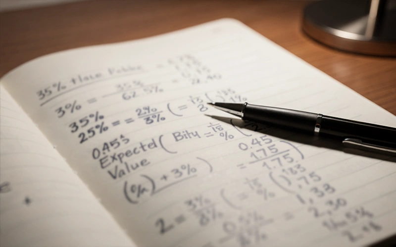 Carnet avec calculs de probabilités et formules de value bet