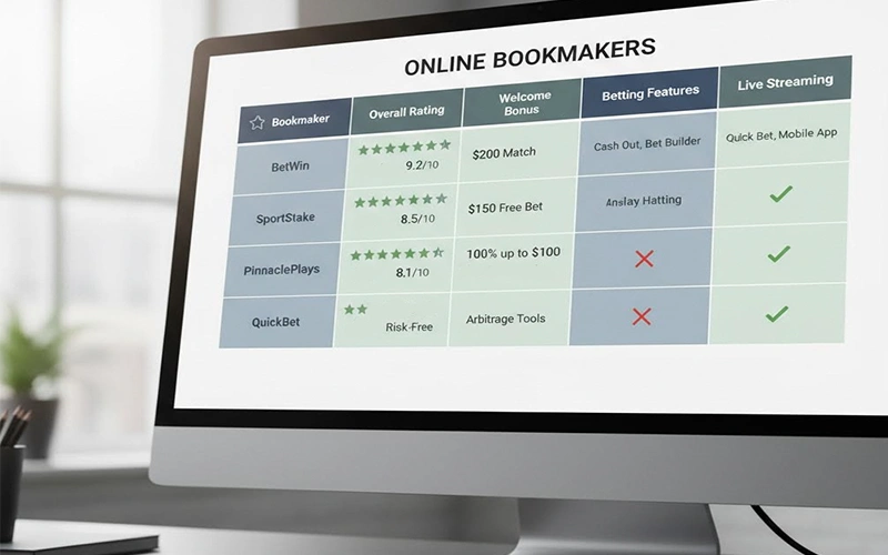 Tableau comparatif de bookmakers affiché sur un écran
