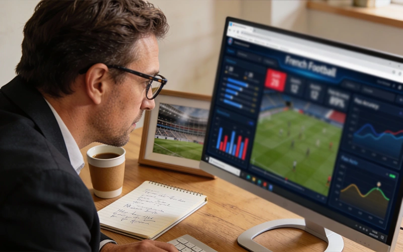 Analyste étudiant des statistiques de football français sur écran