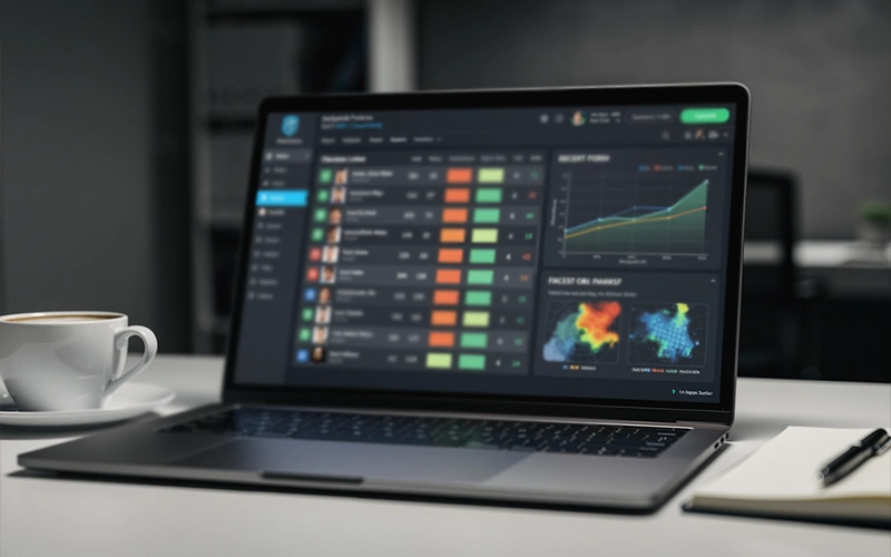 Écran d'ordinateur affichant des statistiques de performance de joueurs de football