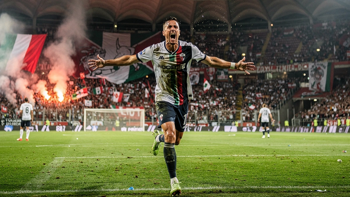 Attaquant de Serie A marquant un but dans un stade italien mythique