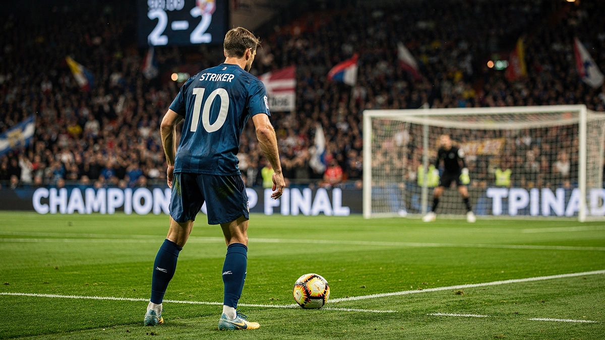 Joueur se préparant à tirer un penalty face au gardien