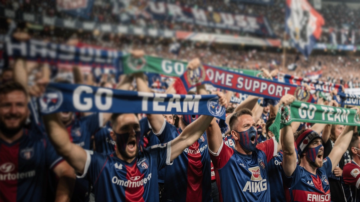 Supporters passionnés encourageant leur équipe dans un stade à domicile