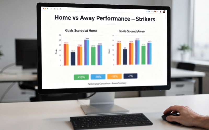 Graphique comparant les performances domicile et extérieur des buteurs