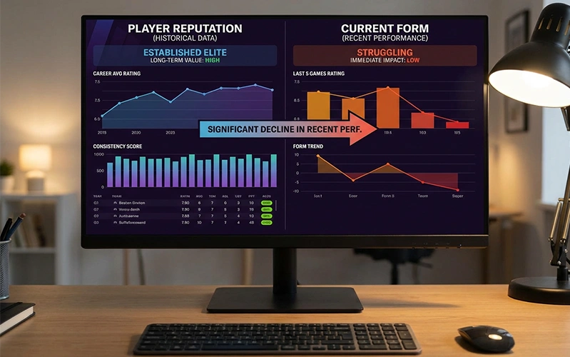 Comparaison entre réputation et forme actuelle d'un joueur