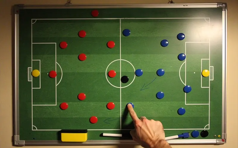 Tableau tactique de football montrant les positions de deux attaquants sur le terrain