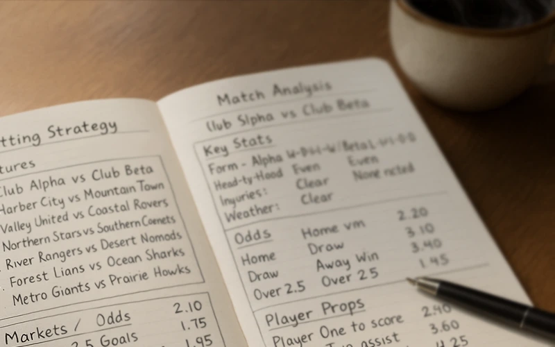 Carnet de suivi de paris sportifs ouvert avec des notes stratégiques