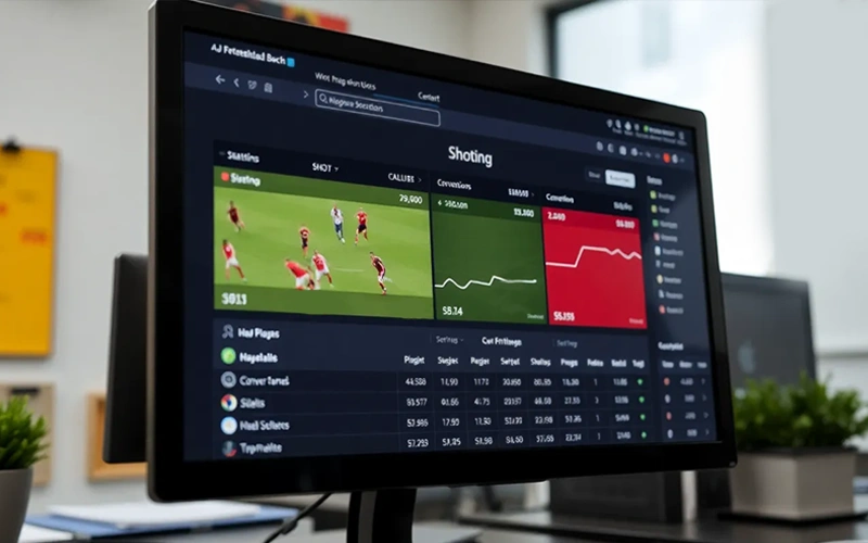 Interface de site web affichant des statistiques détaillées de tirs par joueur