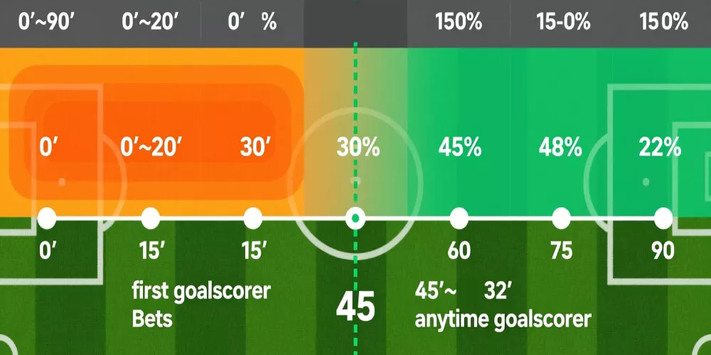 Timeline du match de football montrant les moments optimaux pour marquer des buts