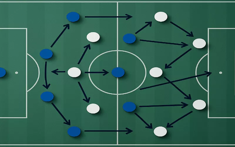 Diagramme tactique montrant les formations et stratégies en phase de poules